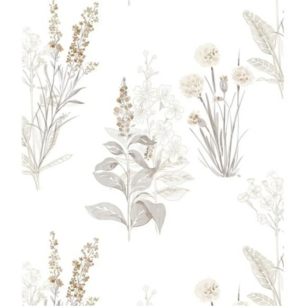 Peel and Stick Floral Wallpaper Beige Boho Removable Contact Paper 118in